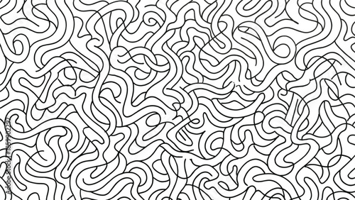 Abstract tangled wavy line pattern background with random curved strokes, modern minimal monochrome artistic texture design for creative abstract projects