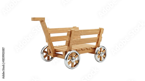 Wooden Toy Wagon with Silver Wheels