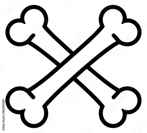 Line art illustration of crossbones depicting a danger symbol for graphic design