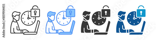 Flextime Icon Set Vector Collection Isolated In Black And White