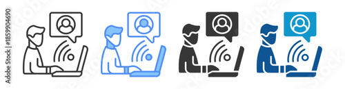 Virtual Icon Set Vector Collection Isolated In Black And White