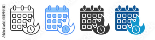 Deadline Icon Set Vector Collection Isolated In Black And White