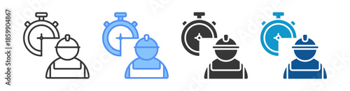 Part Time Icon Set Vector Collection Isolated In Black And White