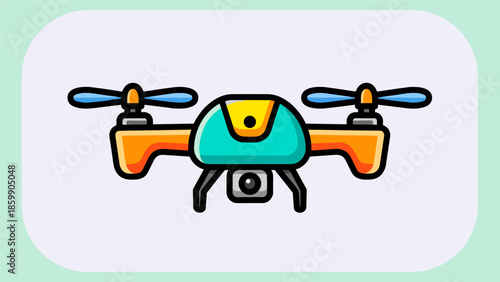 Cartoon Drone Illustration with Camera and Propellers for Aerial Photography.