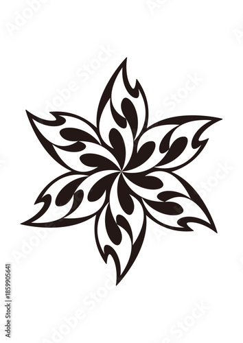 服の模様やタトゥー、ファッションにも映えるトライバルデザインのフラワーモチーフ、ベクター素材、イラスト素材