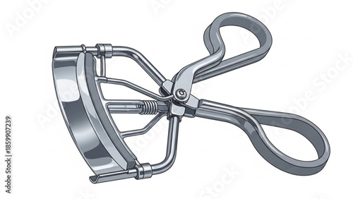 Eyelash curler with metal handle and clamp for beauty and makeup