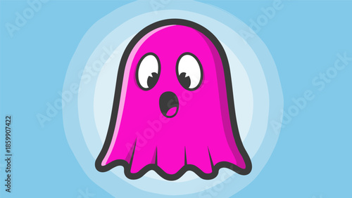 Cartoon Pink Ghost with Surprised Expression for Halloween.