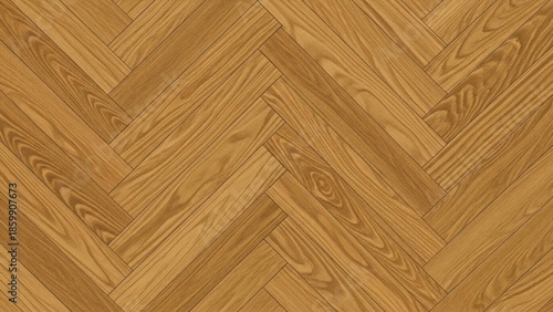Seamless herringbone pattern of warm, natural wood planks with visible grain and texture, creating a classic flooring design.