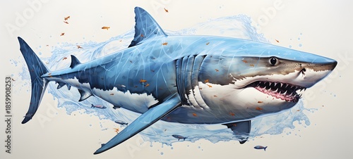 Wallpaper Mural realistic photo of a glossy shark ,generative AI Torontodigital.ca