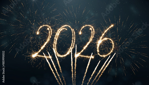 Celebrating the future with sparkling fireworks on New Year's Eve 2026