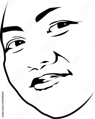 simple vector image of a smiling woman's face in black isolated on white