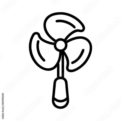 A hand fan icon bold outline vector illustration design