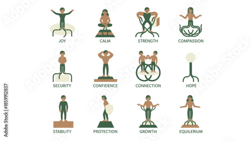 Abstract Human Figures Representing Concepts and Emotions.