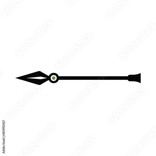 Simple illustration of a black clock hand with a green center point