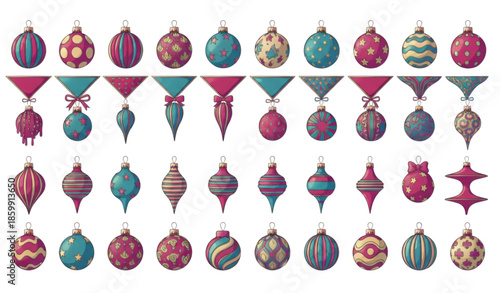 East Asian round ornament vector set with Chinese Japanese Korean decorative circle icons isolated on white background