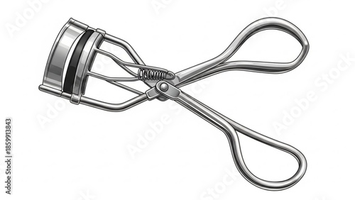 Metal eyelash curler isolated on white background, closeup view of cosmetic tool