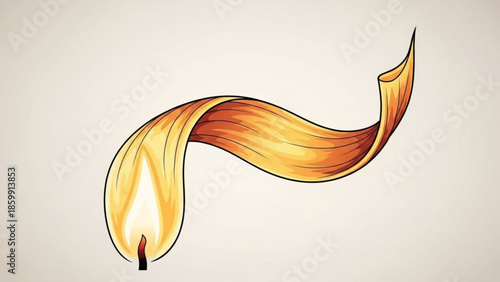 Burning Flame Illustration: A dynamic illustration depicting a stylized flame, with flowing form, emanating warmth and light in a creative, artistic manner.