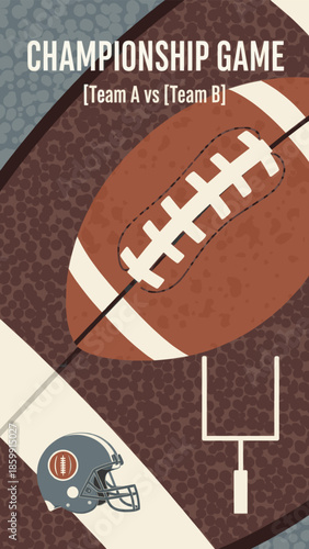 Illustration of a football helmet on a geometric background. Great for sports advertising, school spirit themes, marketing to young audiences.