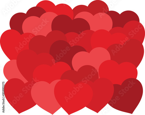Vibrant Red Hearts Clustered Together