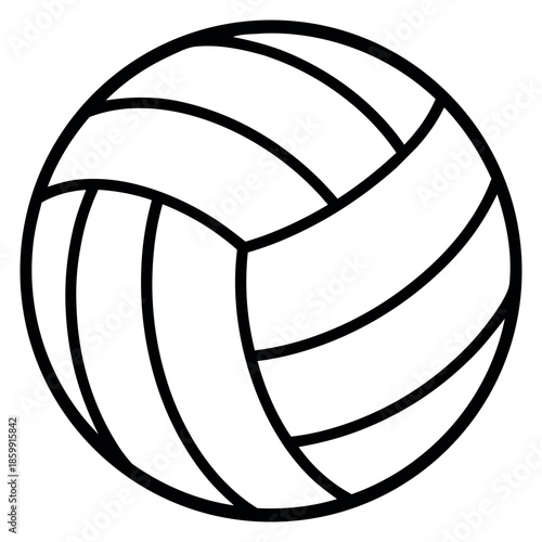 Line art illustration of a volleyball depicting a classic game ball for sports