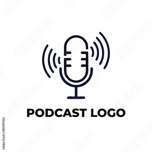Minimalist Podcast Logo Design Representing Audio Broadcasting and Digital Communication