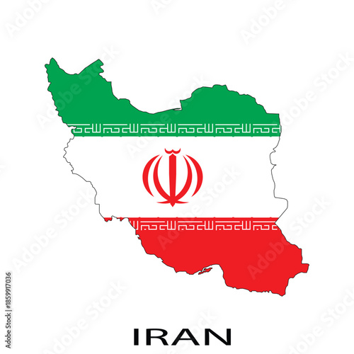 Map of Iran with national flag country outline vector 
