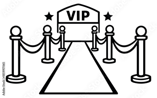 Line art illustration of a red carpet entrance depicting VIP access for an exclusive event