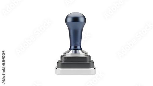 Modern Coffee Tamper with Blue Handle and Stacked Base