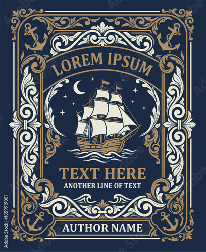 Antique Nautical Tall Ship and Anchor Vintage Frame