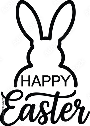 Happy Easter Bunny Ears, HAPPY Easter, illustration, vector.