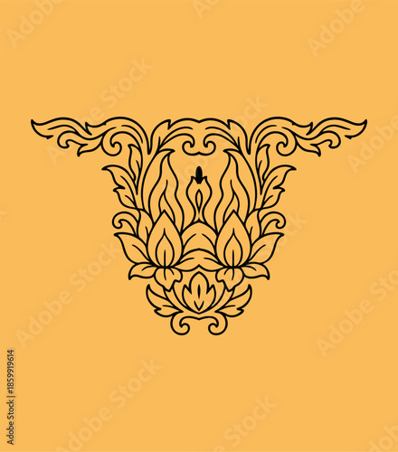 traditional Thailand flower decoration art. Thai art ornament