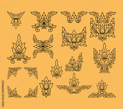 traditional Thailand flower decoration art. Thai art ornament