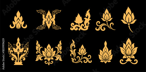 traditional Thailand flower decoration art. Thai art ornament