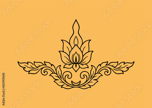 traditional Thailand flower decoration art. Thai art ornament