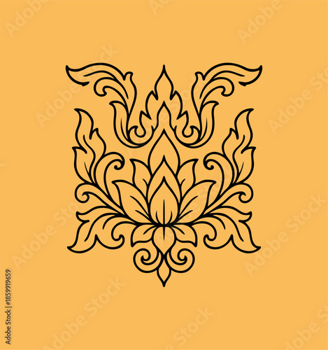 traditional Thailand flower decoration art. Thai art ornament