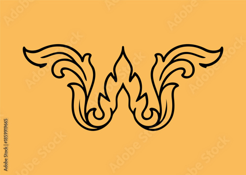 traditional Thailand flower decoration art. Thai art ornament