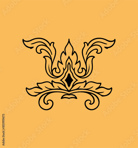 traditional Thailand flower decoration art. Thai art ornament