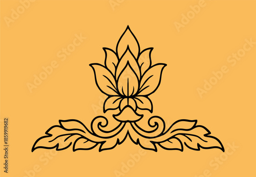 traditional Thailand flower decoration art. Thai art ornament