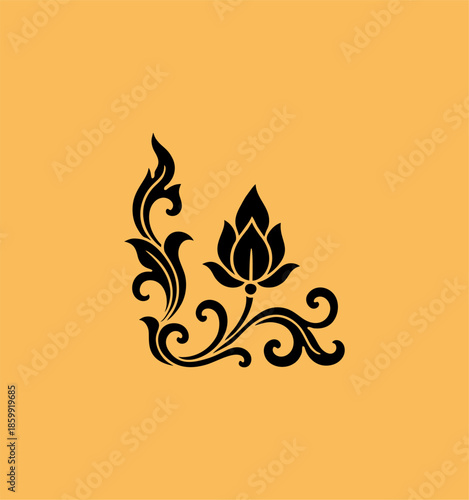 traditional Thailand flower decoration art. Thai art ornament