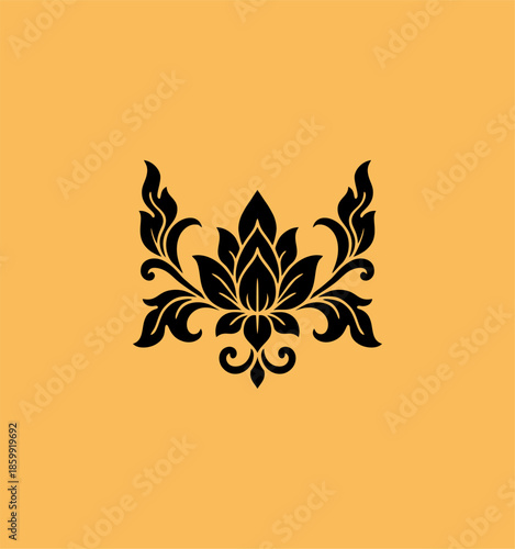 traditional Thailand flower decoration art. Thai art ornament