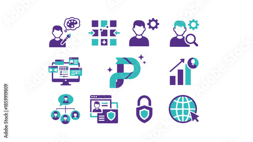 Collection of Business and Technology Icons Representing Various Concepts.