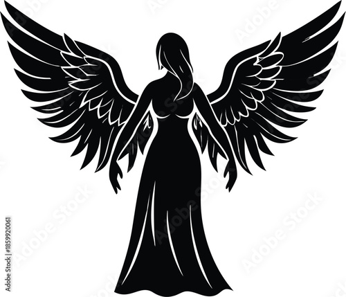 Silhouette Of Angel With Wings