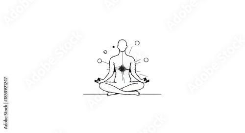 Person meditating in peaceful lotus pose, radiating calm energy and inner balance.