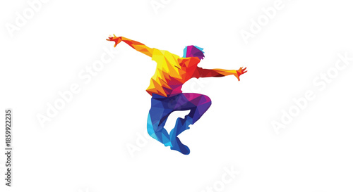 happy young woman jumping