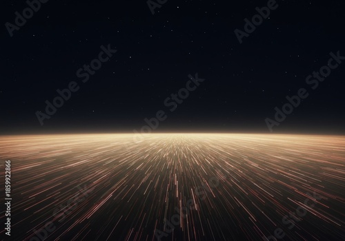 Expansive abstract field of luminous gradients stretching toward a distant vanishing point, symbolizing infinite possibility and the deep future, development, color, future