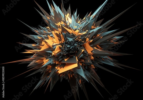 Intricate abstract chaos featuring sharp angles, fragmented shapes, and complex layering, emphasizing structural failure and randomized visual noise, pattern, surface, design