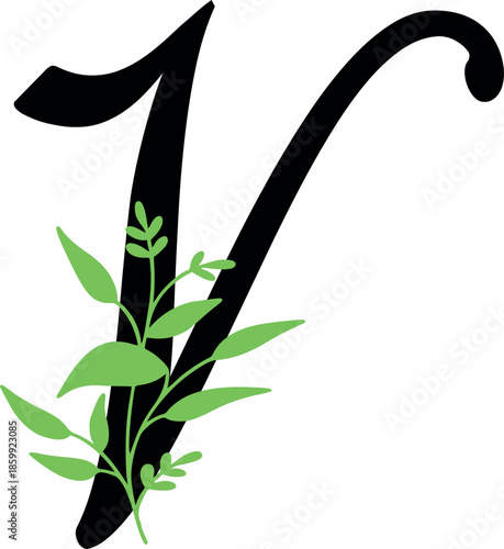 Letter V with flowers vector