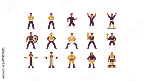 Collection of Diverse Martial Arts Fighters Poses.