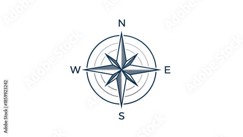 Elegant compass rose emblem with nautical symmetry suitable for navigation, branding, and design purposes.