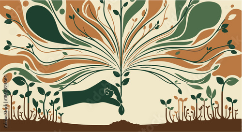 Hand planting seed symbolizing growth, nature, and sustainability